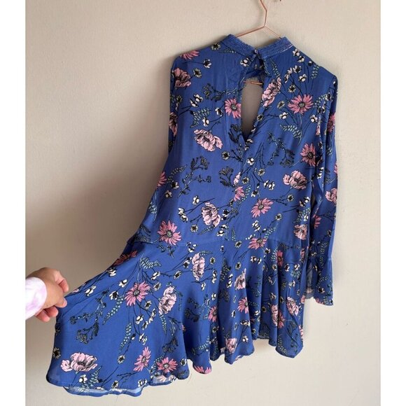 Lulus Women Long Lace Sleeve Floral Print Lace Detailed At the Top Mini Dress Bl - Picture 10 of 13